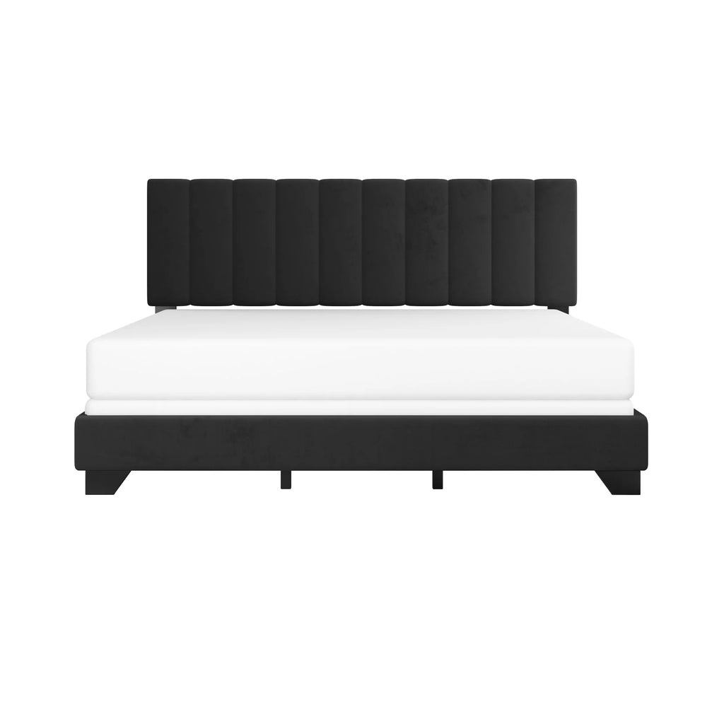 Ivory Channel Stitched Upholstered Queen Bed C7243
