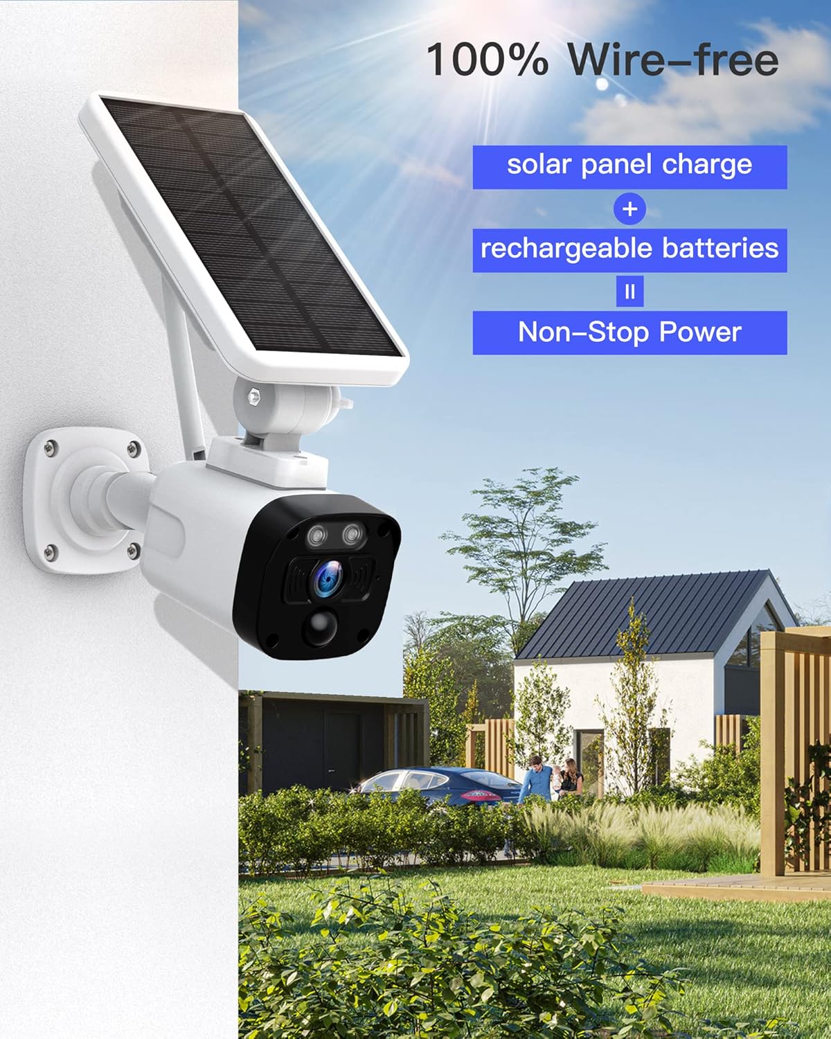 2K Solar Wireless Security Camera System with 3 WiFi Cameras K65228