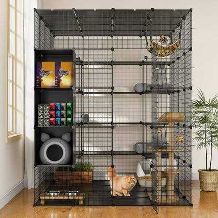 5-Tier Metal Cat Cage with Cube Storage B2745