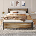 Full Size Bed Frame with Headboard, Under-Bed Storage, Gray E199