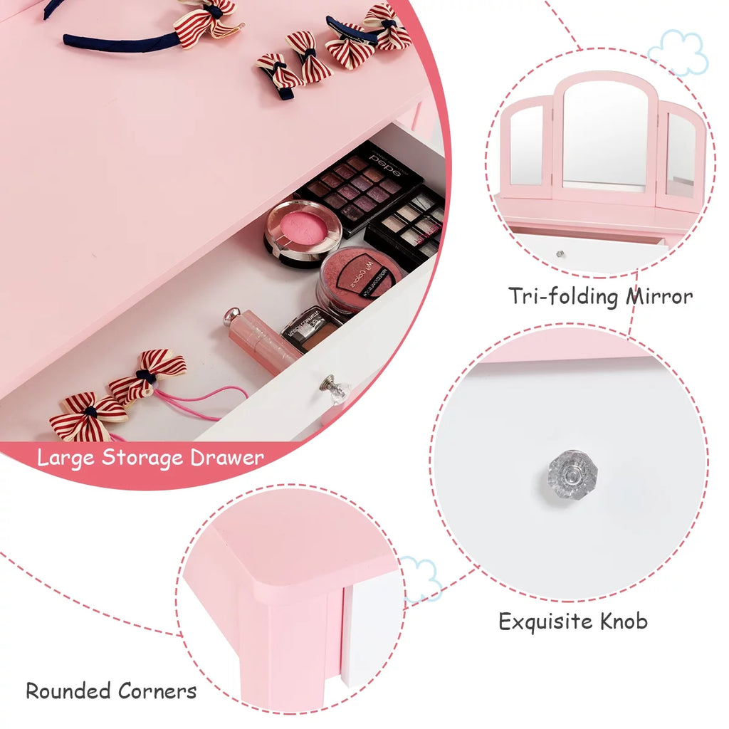Kids Vanity Set with Mirror White W5271