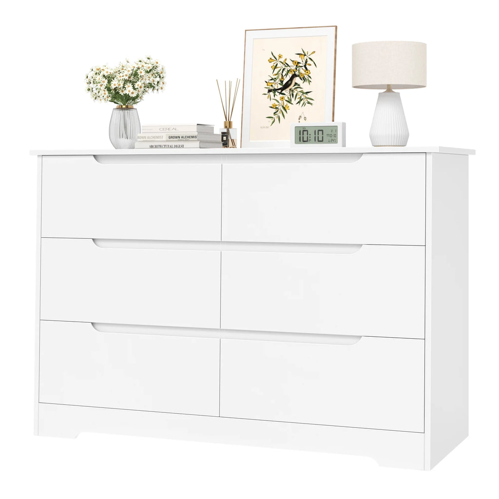 White 6 Drawer Wood Dresser Y2696