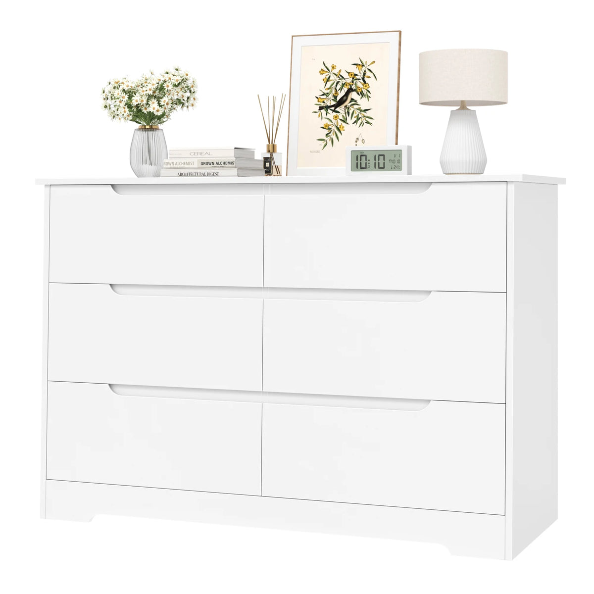 White 6 Drawer Wood Dresser Y2696