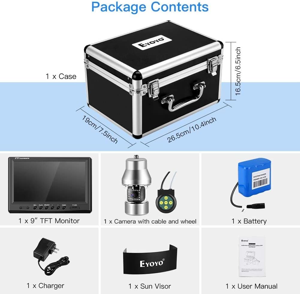 Underwater Fishing Camera 9 inch 360° Camera 1000TVL 18 IR Lights 30M Cable R929