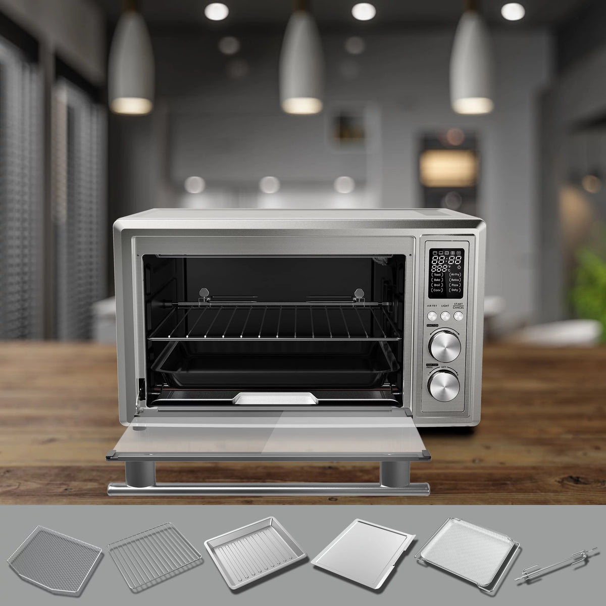 1.1 Cu.Ft. Digital Stainless Steel Toaster Oven with Air Fry E494