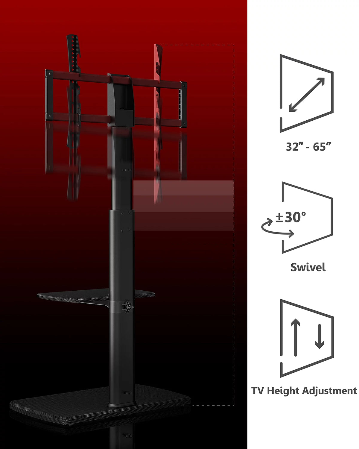 Floor TV Stand Mount with Swivel Bracket up to 65" Black R775434