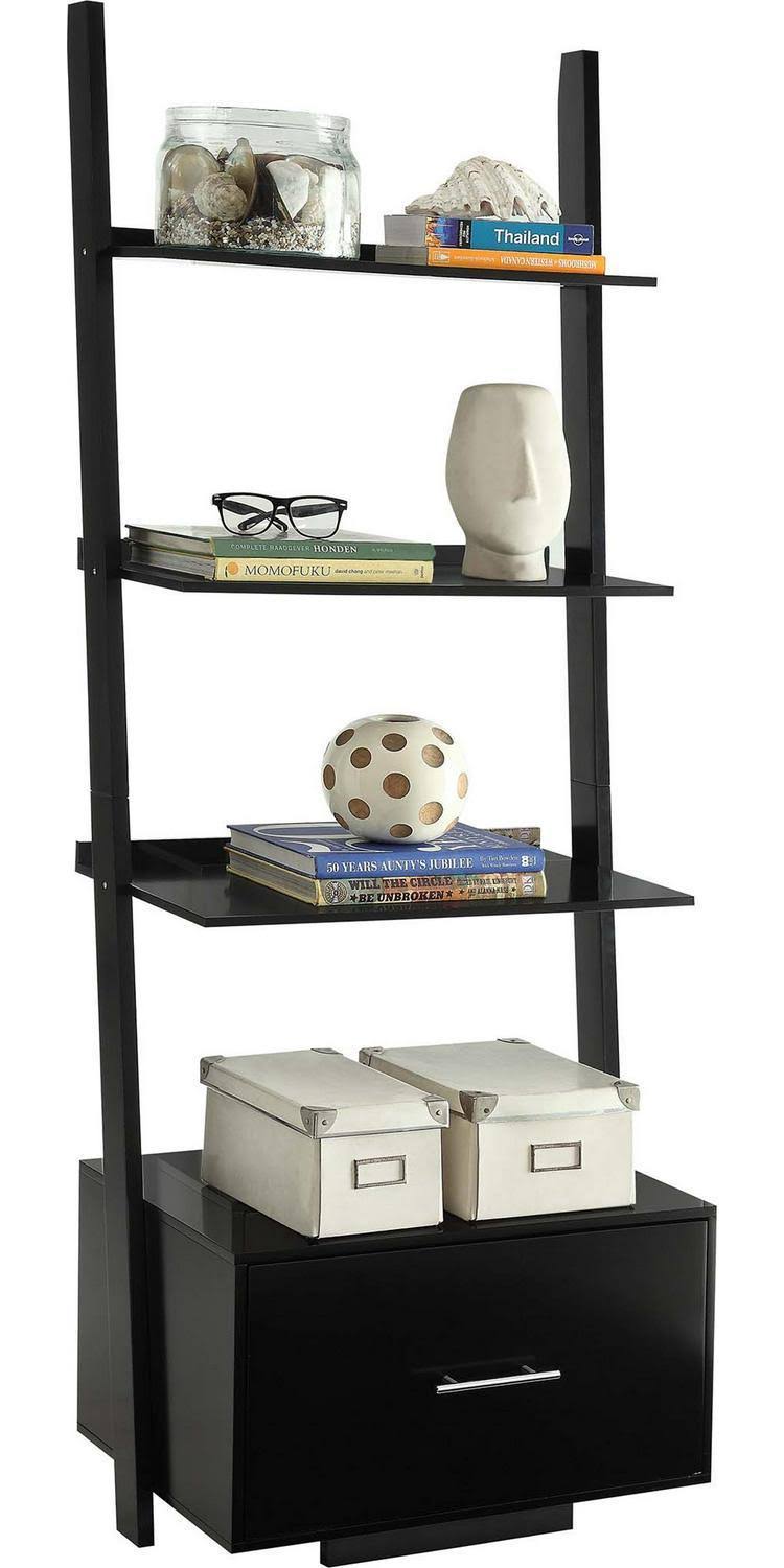 Ladder Bookcase with File Drawer J3153