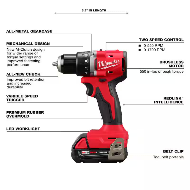18V Lithium-Ion Brushless Cordless Compact Drill/Impact Combo Kit 2-Tool E989820