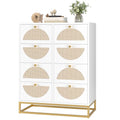 White 8 Drawer Rattan Wood Dresser B890