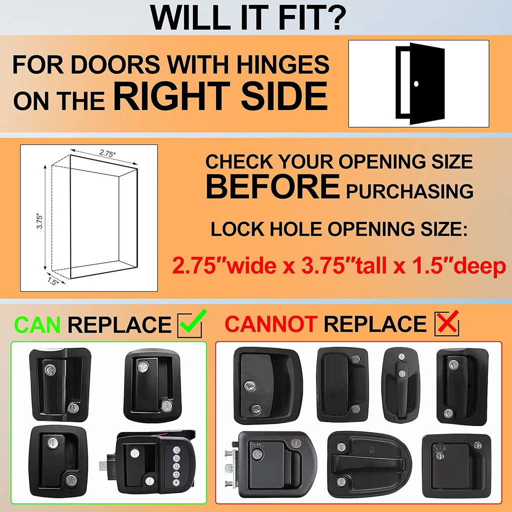 Black Zinc Alloy RV Keyless Entry Door Lock with Keypad and Remote M935788