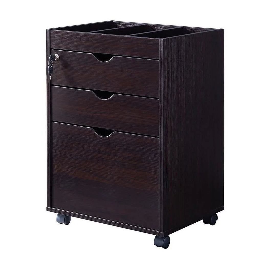 Cappuccino 3-Drawer Wood File Cabinet D758
