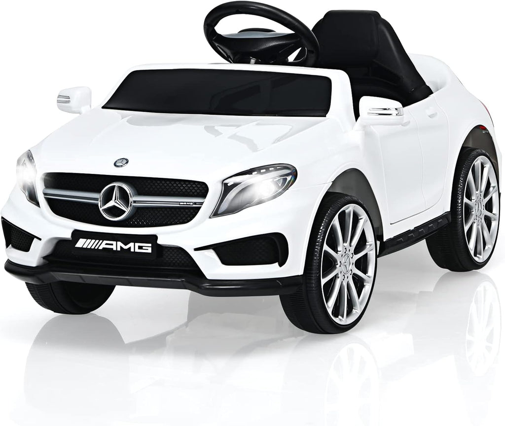 12V Electric Kids Ride On Car with Remote Control, MP3, USB, 2 Speeds, LED Lights, White D16078