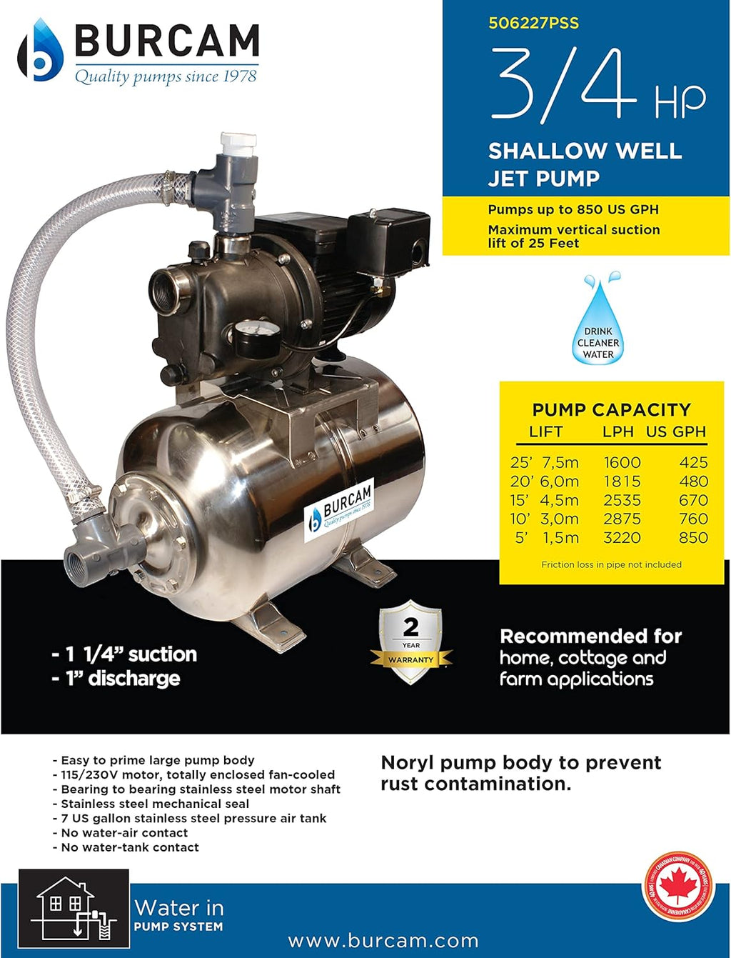 3/4 HP Shallow Well Jet Pump E12605