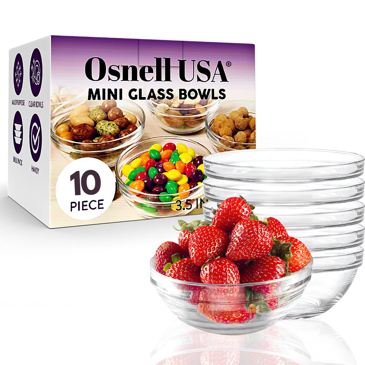 3.5" Glass Bowls, 10 Pack A228