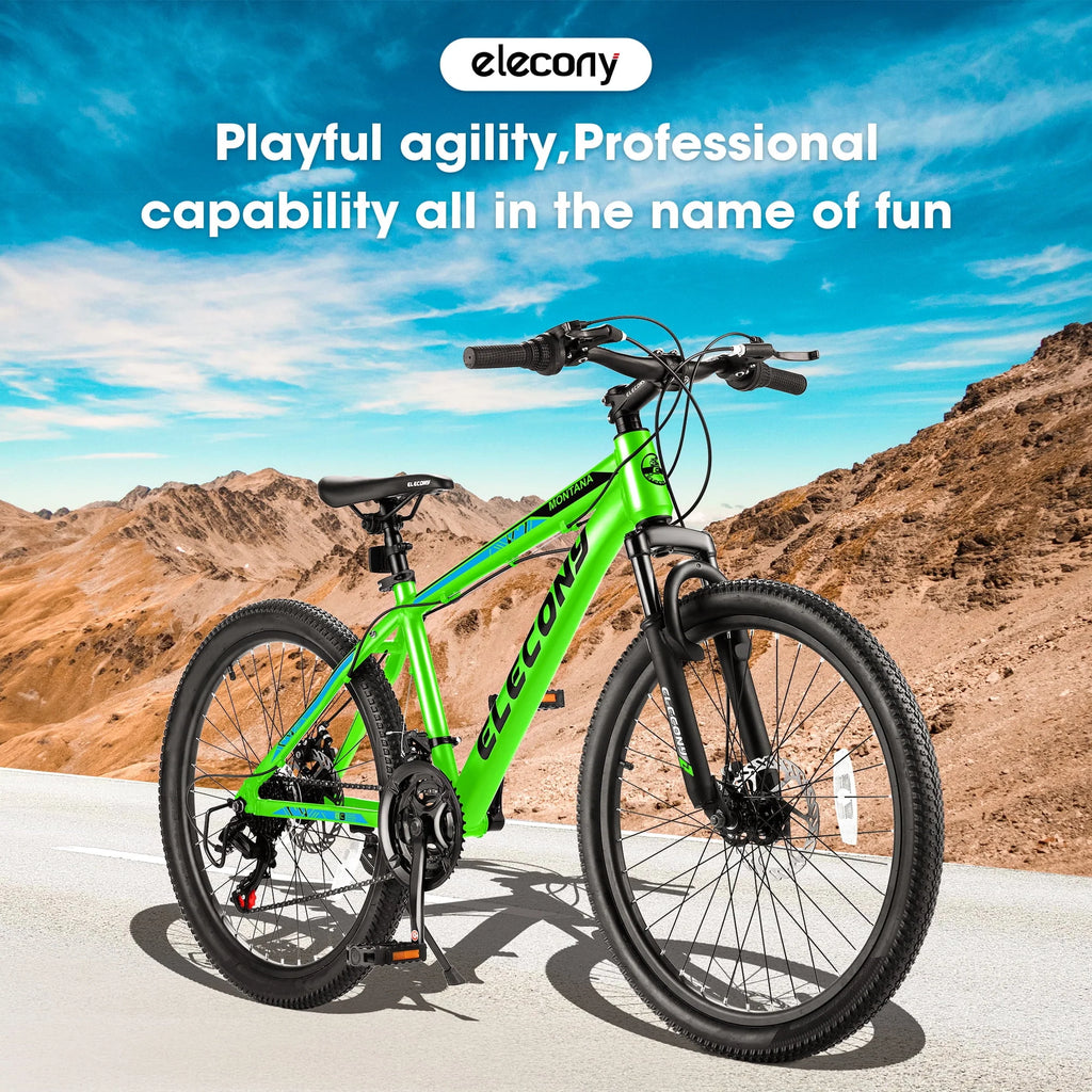 24 Green Aluminum Mountain Bike with Disc Brakes D905