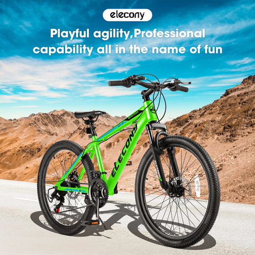 24 Green Aluminum Mountain Bike with Disc Brakes D905