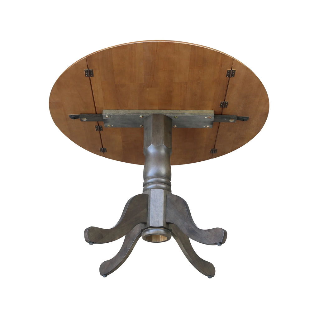 42" Round Solid Wood Dual Drop Leaf Pedestal Table S7761