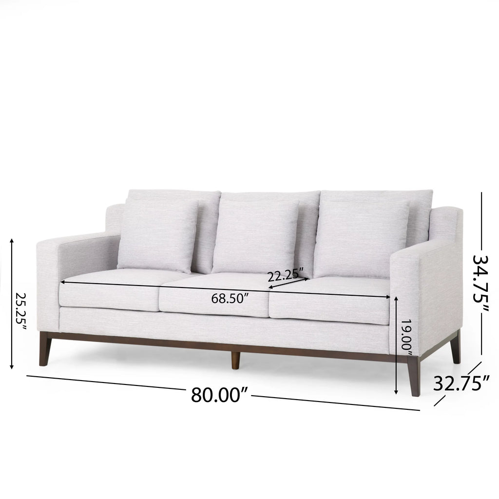Light Gray Fabric 3 Seater Sofa with Accent Pillows N776