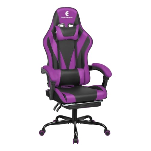 Black Gaming Chair with Footrest K376949