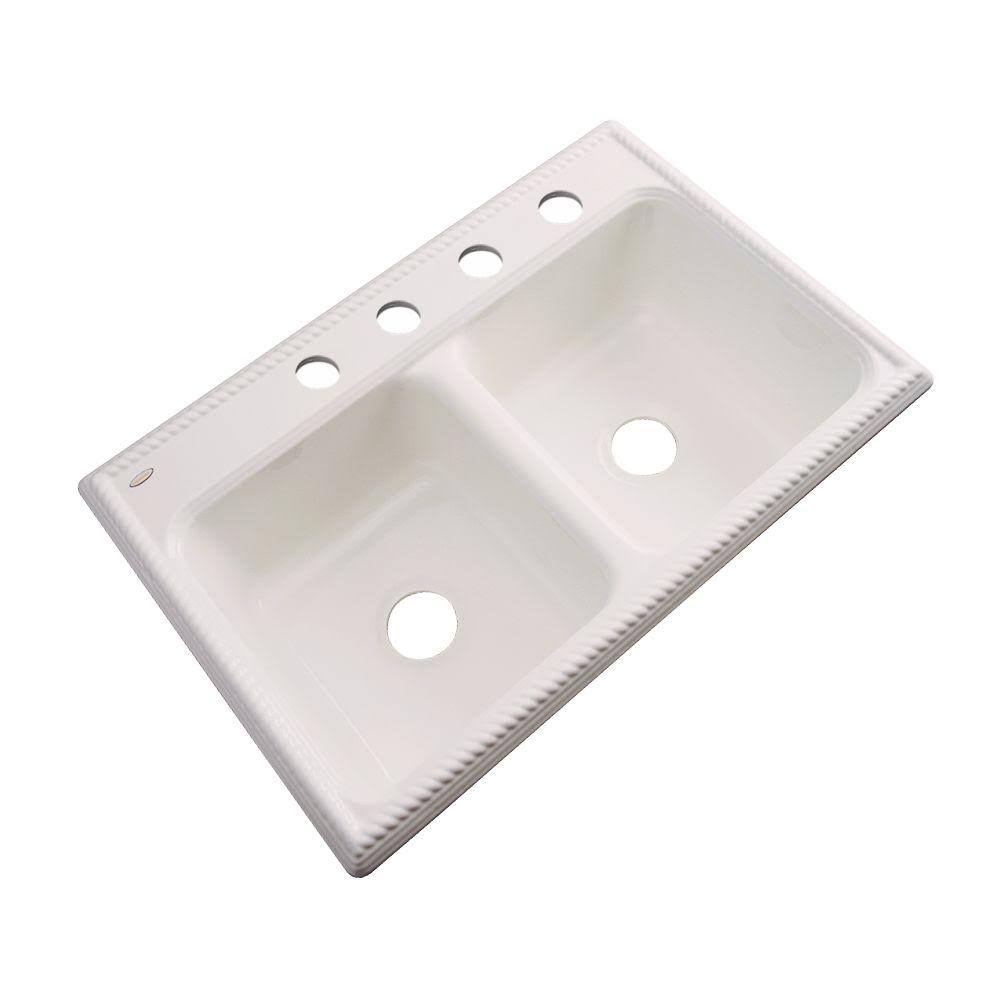 33 in. Double Bowl Acrylic Kitchen Sink in Almond Brown D50713