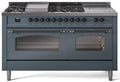 60 Dual Fuel Propane Gas Range Blue Grey Bronze Trim E2035