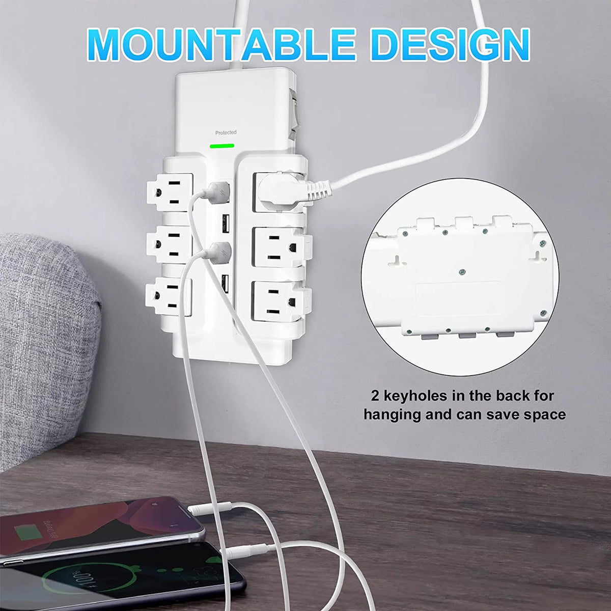 6 Outlet Surge Protector with 4 USB Ports K96564