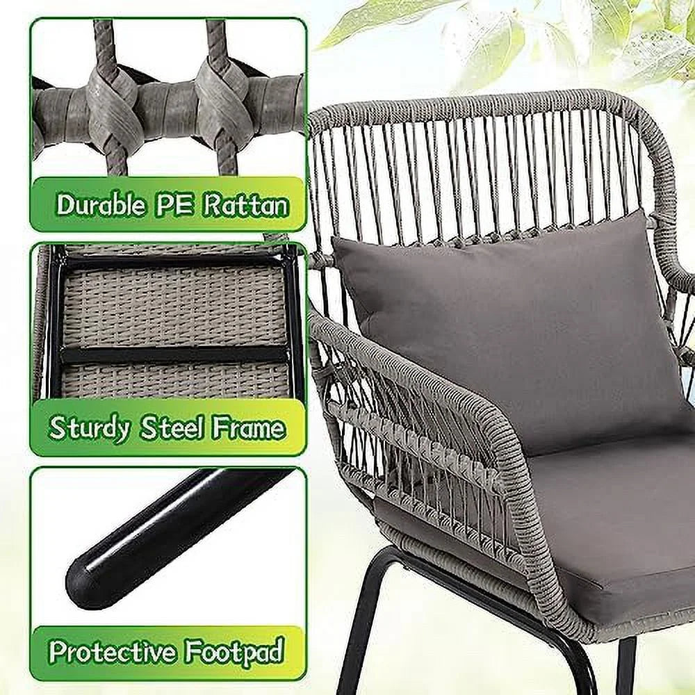 3 Pieces Rattan Wicker Bistro Set with Glass Top Table Y4114