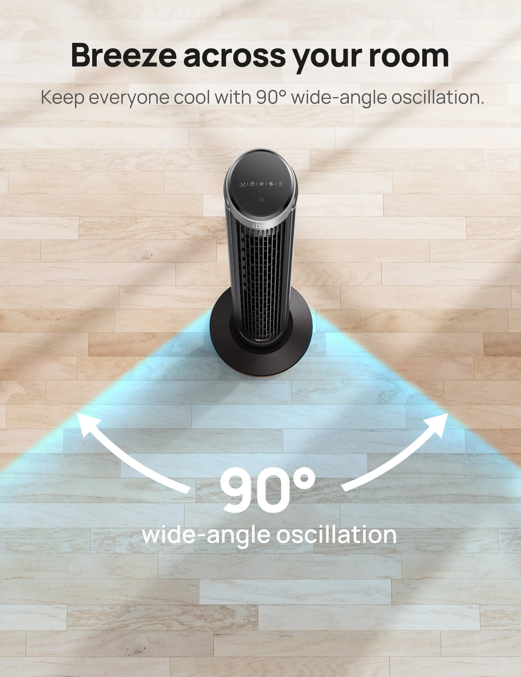 90° Oscillating Tower Fan with Remote, 4 Modes, 12H Timer, 40 Inch P8190