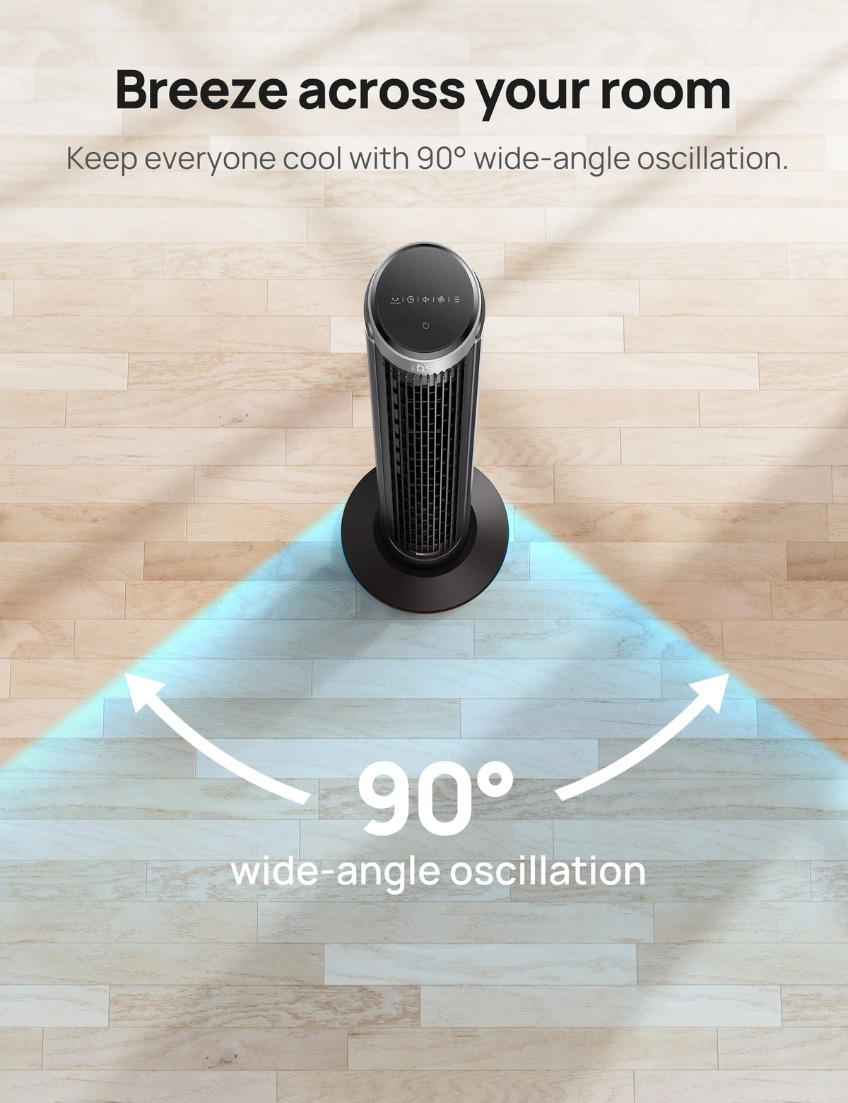 90° Oscillating Tower Fan with Remote, 4 Modes, 12H Timer, 40 Inch P8190