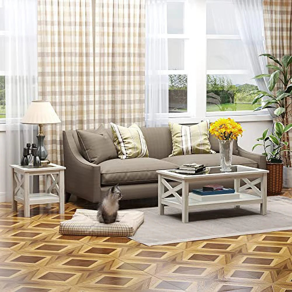 White Oak End Table with Storage Shelf W55128