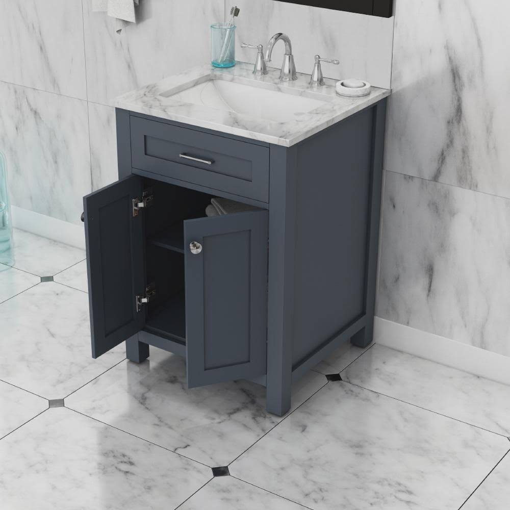 24 in. Single Gray Bathroom Vanity with Carrera Marble Top C591