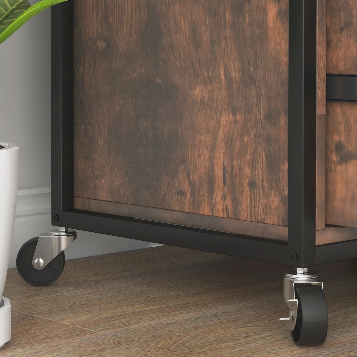 2 Drawer Mobile File Cabinet with Lock & Hanging Bar T573