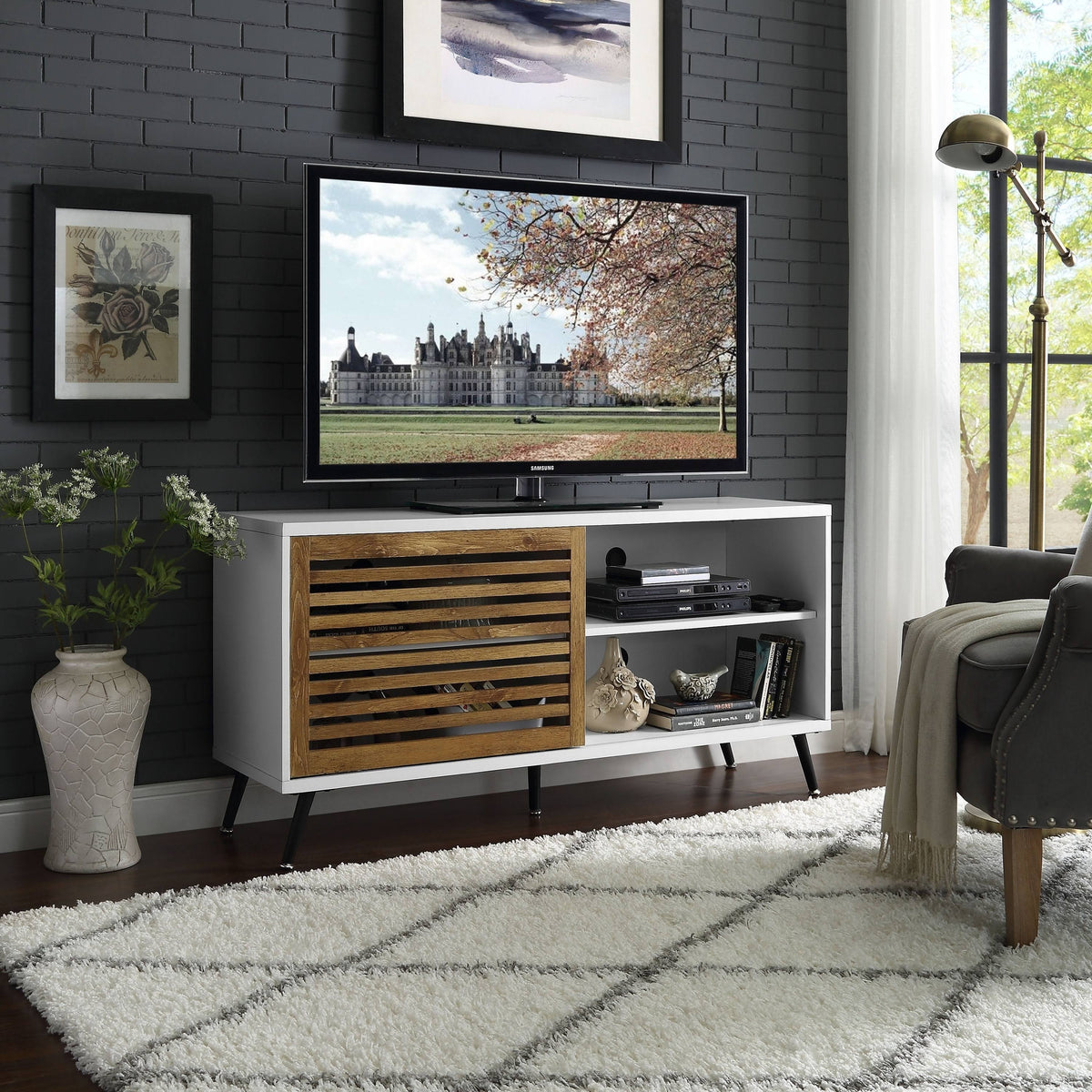 Black Sliding Door TV Console C29942