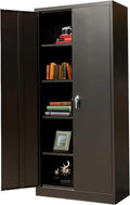 Lockable Black Steel Storage Cabinet with 2 Doors and 4 Shelves U37863