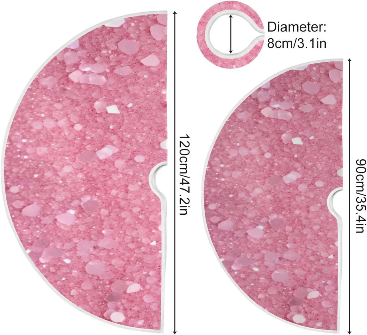 Glitter Blush Pink 47.2" Suede Christmas Tree Skirt V43824