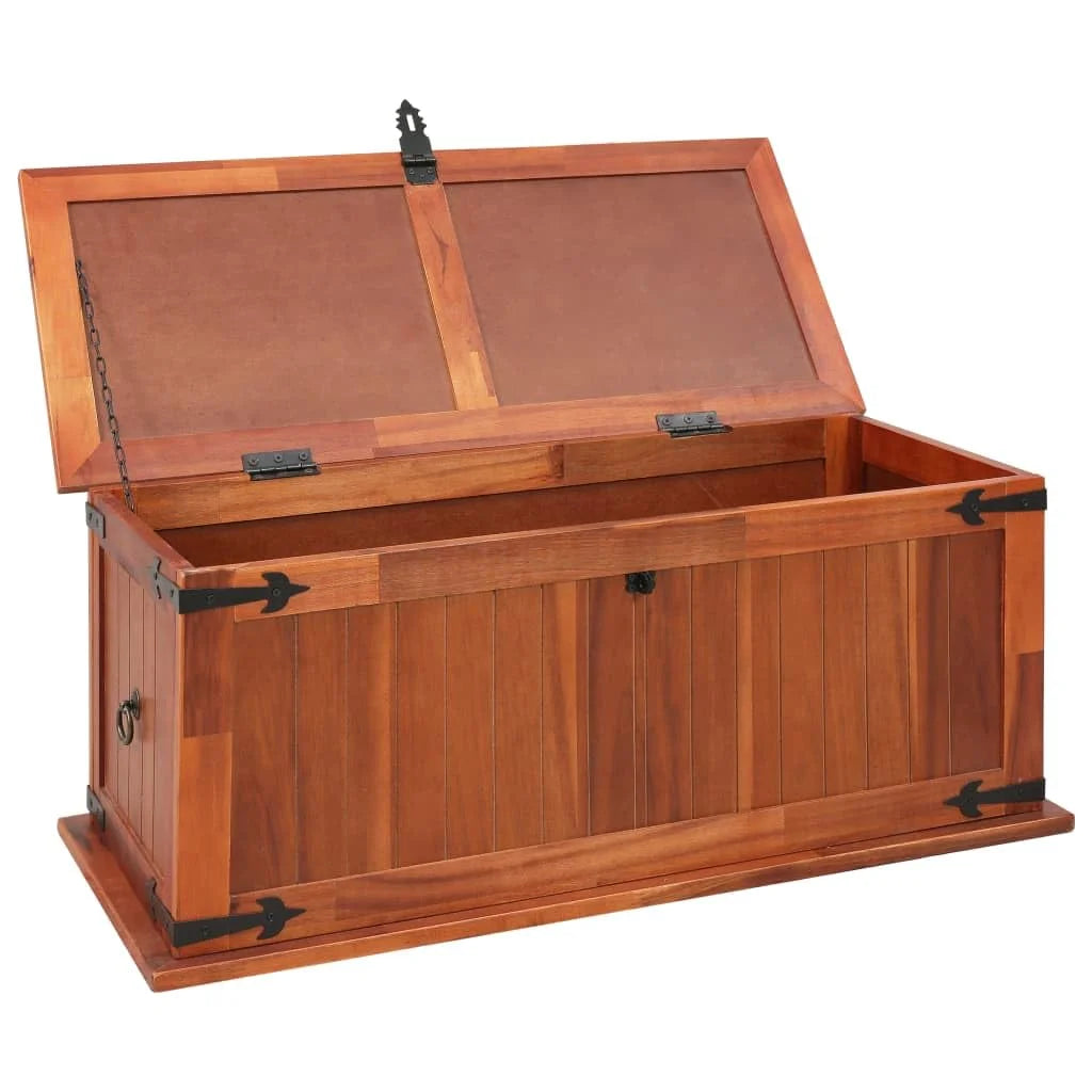 Brown Solid Acacia Wood Storage Chest with Handles C6305
