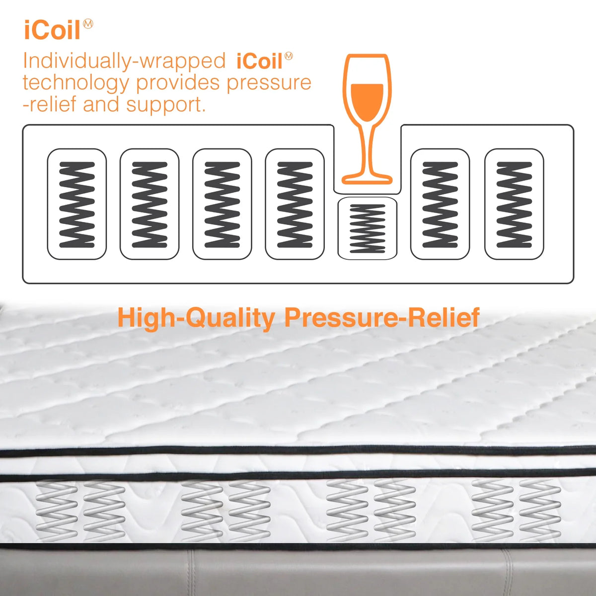 Queen 10 Inch Medium Firm Hybrid Mattress M8844