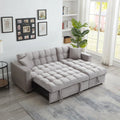 Queen Size L-Shaped Sleeper Sofa Bed with Storage Chaise Y33526