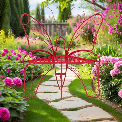 Black Metal Butterfly Outdoor Bench M7475
