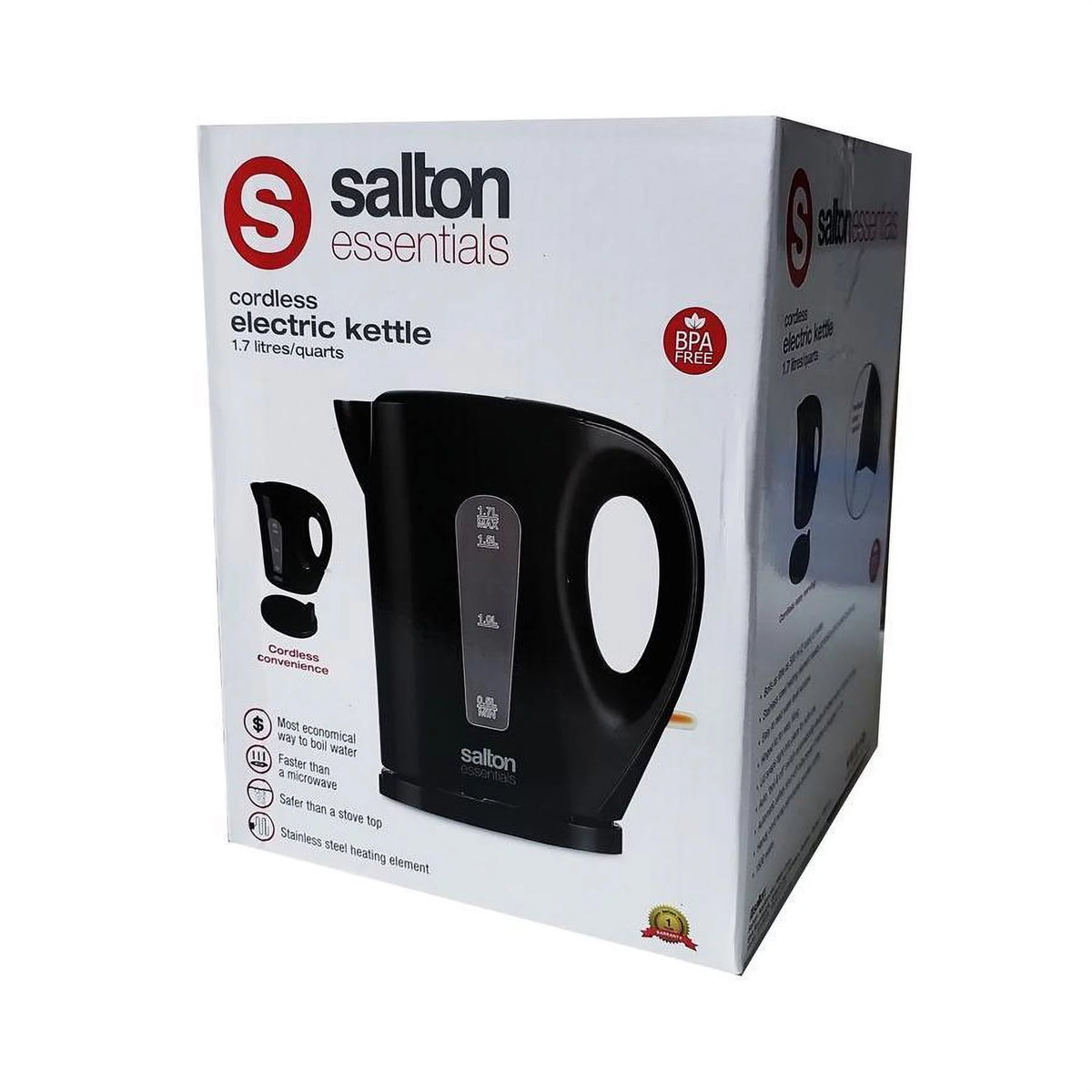 Cordless Electric Kettle, 1.7 Liter, Black K204