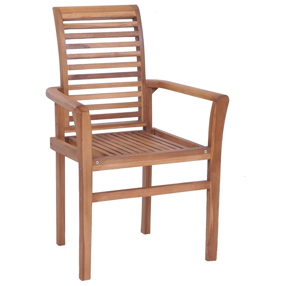 6 Pcs Teak Wood Dining Chairs with Gray Cushions E307817