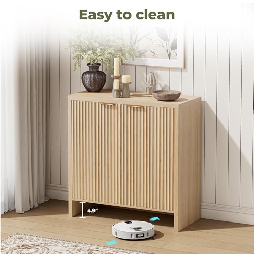 Fluted Sideboard Buffet Cabinet with Doors and Adjustable Shelves E797