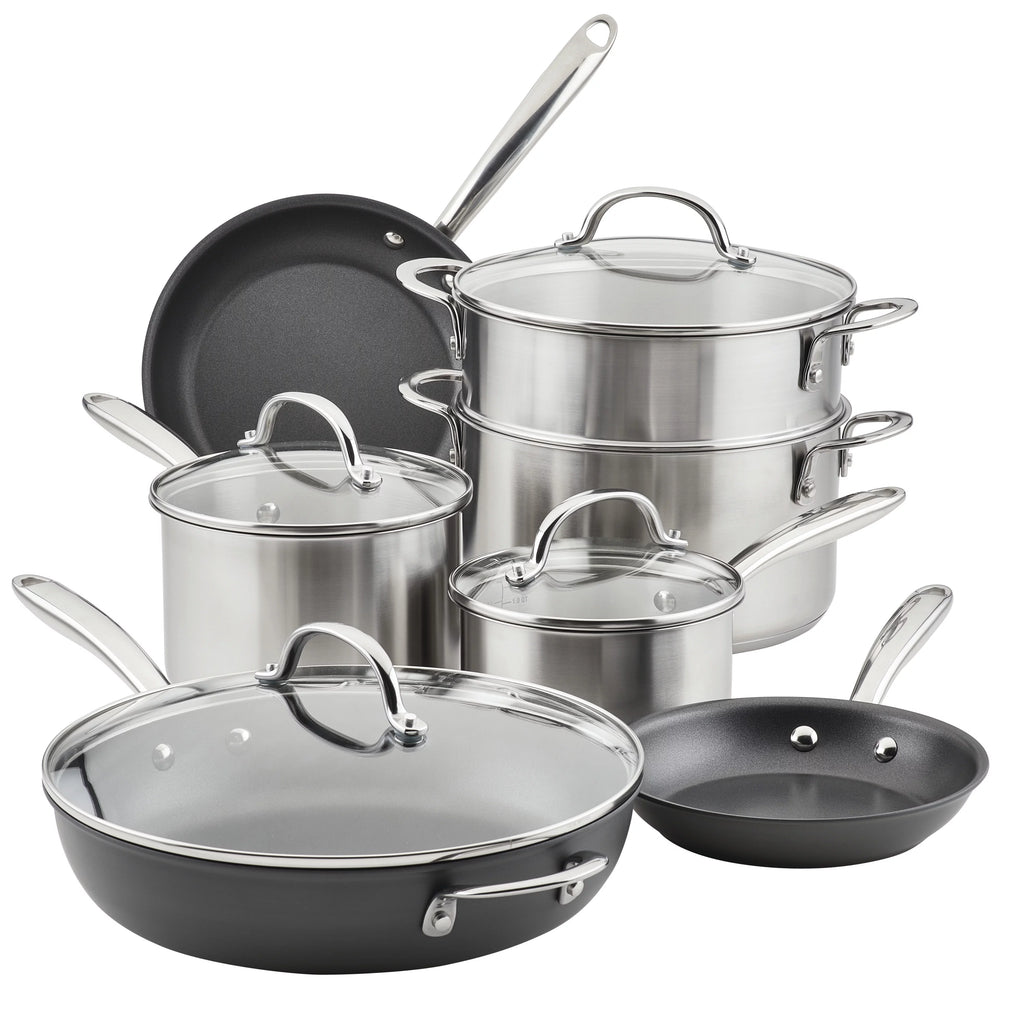Stainless Steel Hard Anodized 11 Piece Nonstick Cookware Set B49942