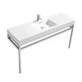 60 in. Single Sink Stainless Steel Console with White Acrylic Sink C62583