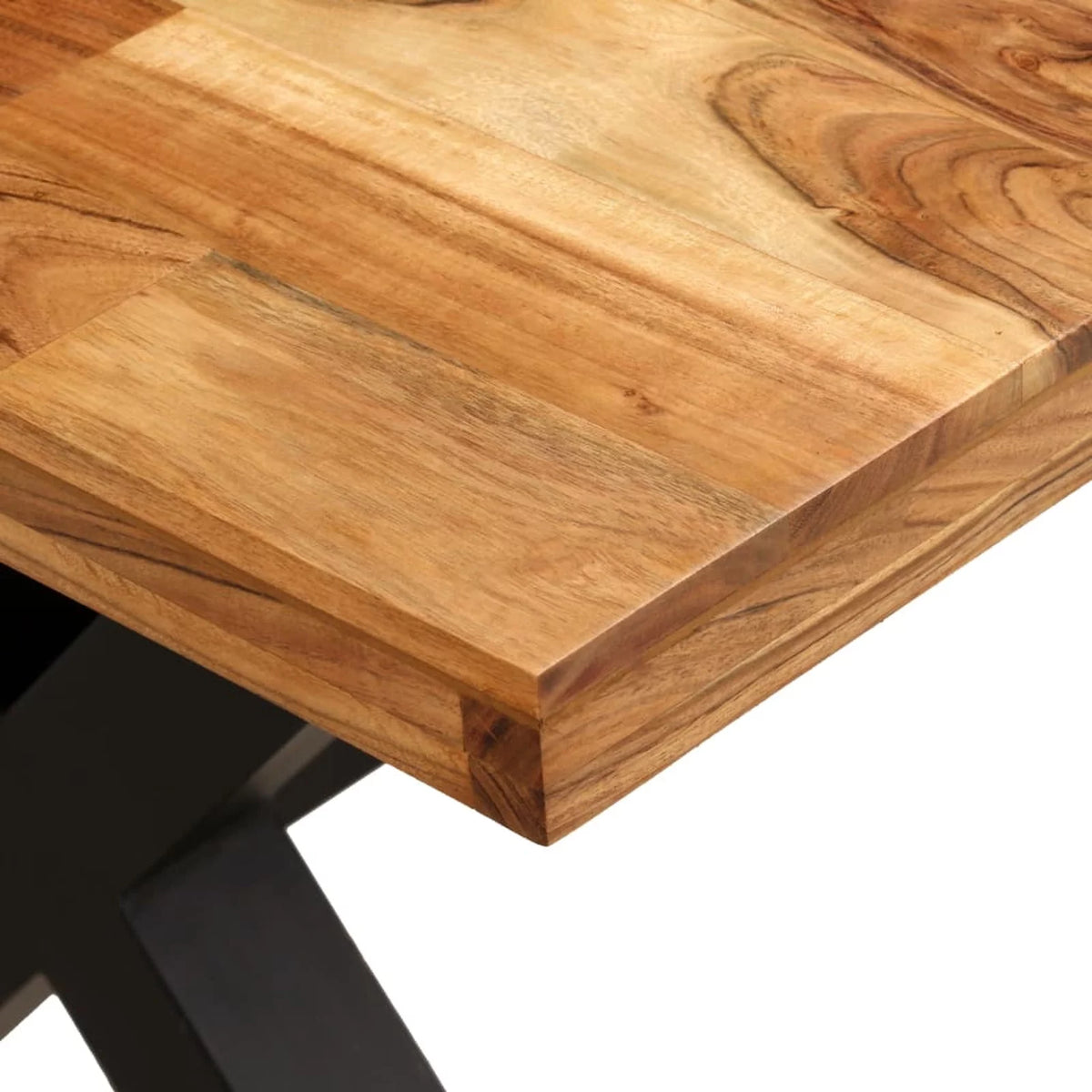 Wooden Dining Table with Acacia Mango Wood Tabletop Steel Legs Q186