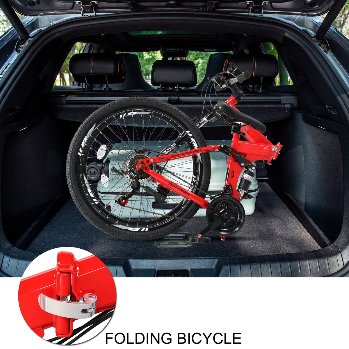 Folding Mountain Bike 21-Speed 26 inch Red N7523
