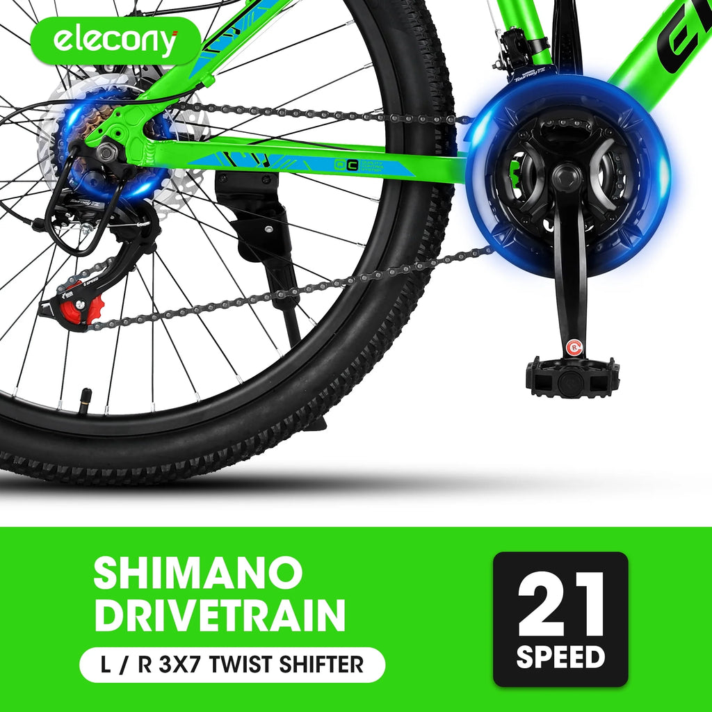 24 Green Aluminum Mountain Bike with Disc Brakes D905