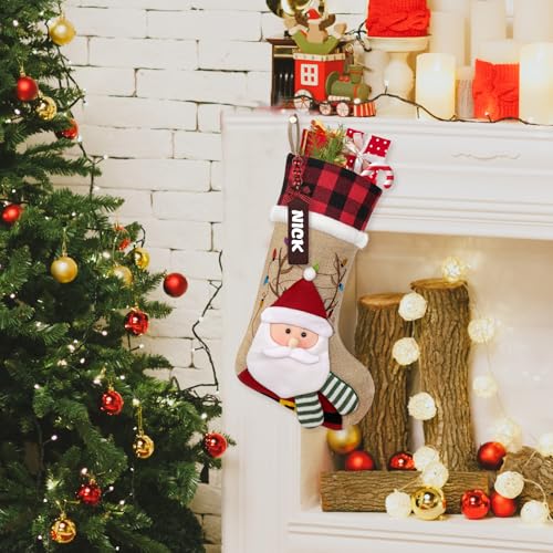 Red Black Buffalo Plaid Christmas Stocking with Faux Fur Cuff R75205