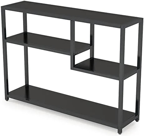 Black Console Table with Shelves W4880