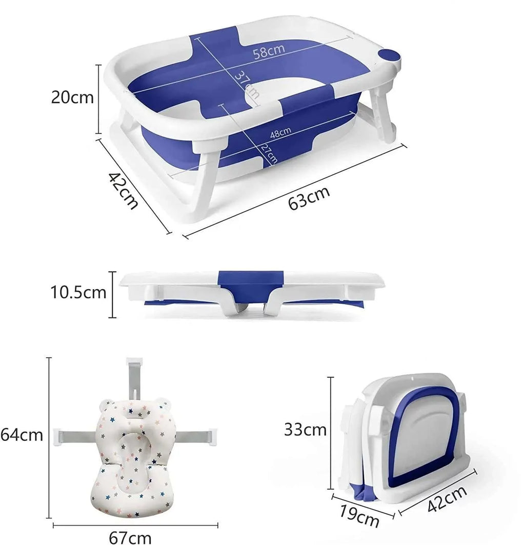 Collapsible Baby Bathtub with Thermometer, Cushion and Bath Net N506